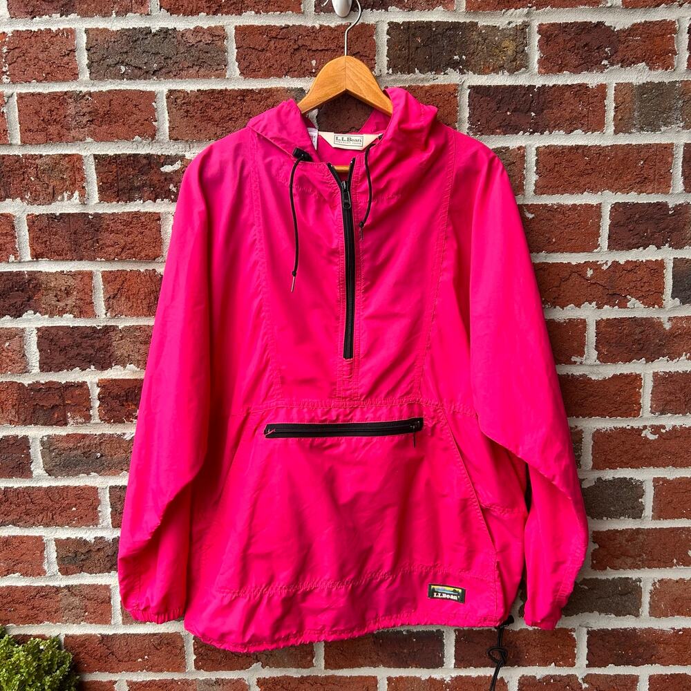 Vintage L.L. Bean Hot Pink Hooded Anorak Windbreaker Jacket Women’s L